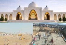 JCB’s echo… workers carrying cement-sand, Babari Masjid being built on 11 bigha land