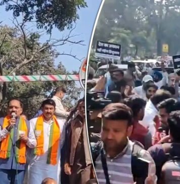 BJP raises noise against ruckus in AI summit, protest in front of Congress office