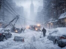 Emergency like situation in 18 states of America due to snow storm